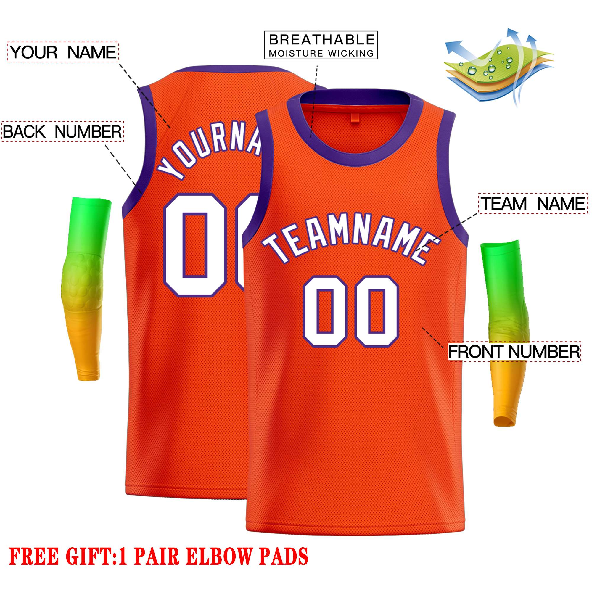 orange custom basketball jerseys
