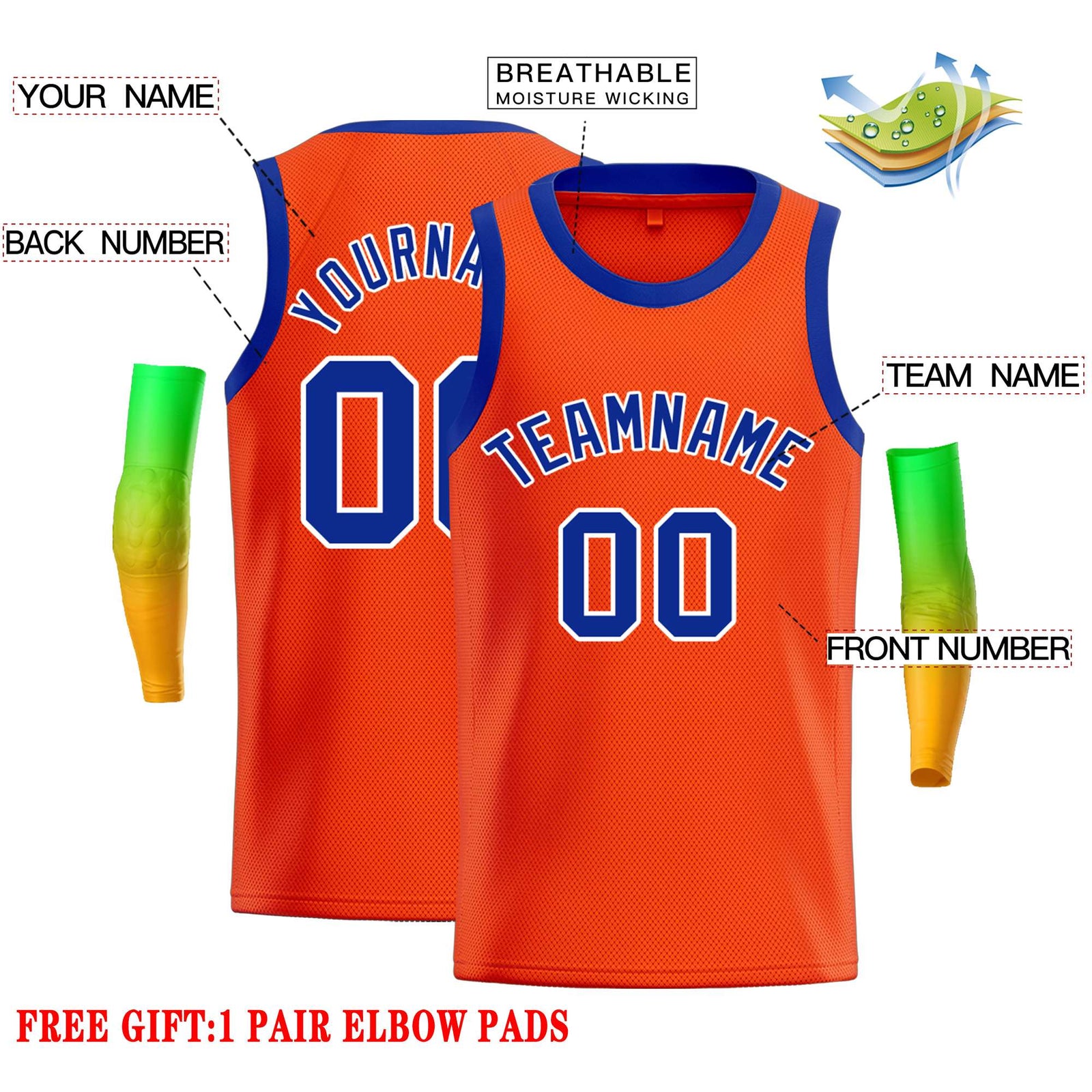 Custom Orange Royal-White Classic Tops Casual Basketball Jersey