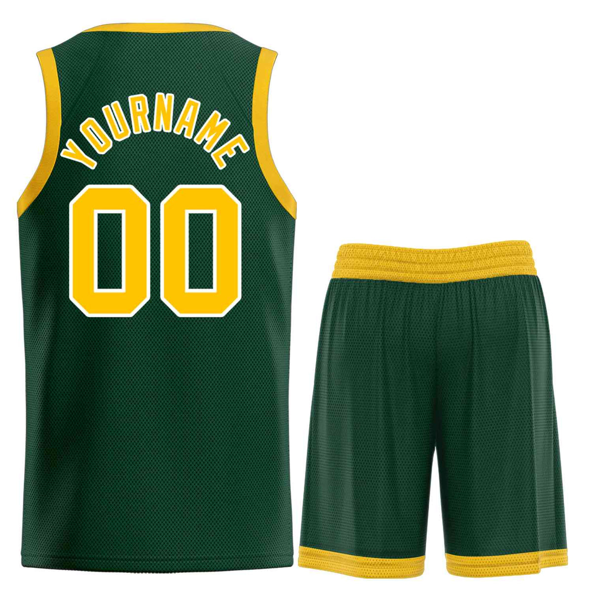 Custom Hunter Green Yellow-White Bull Classic Sets Curved Basketball Jersey