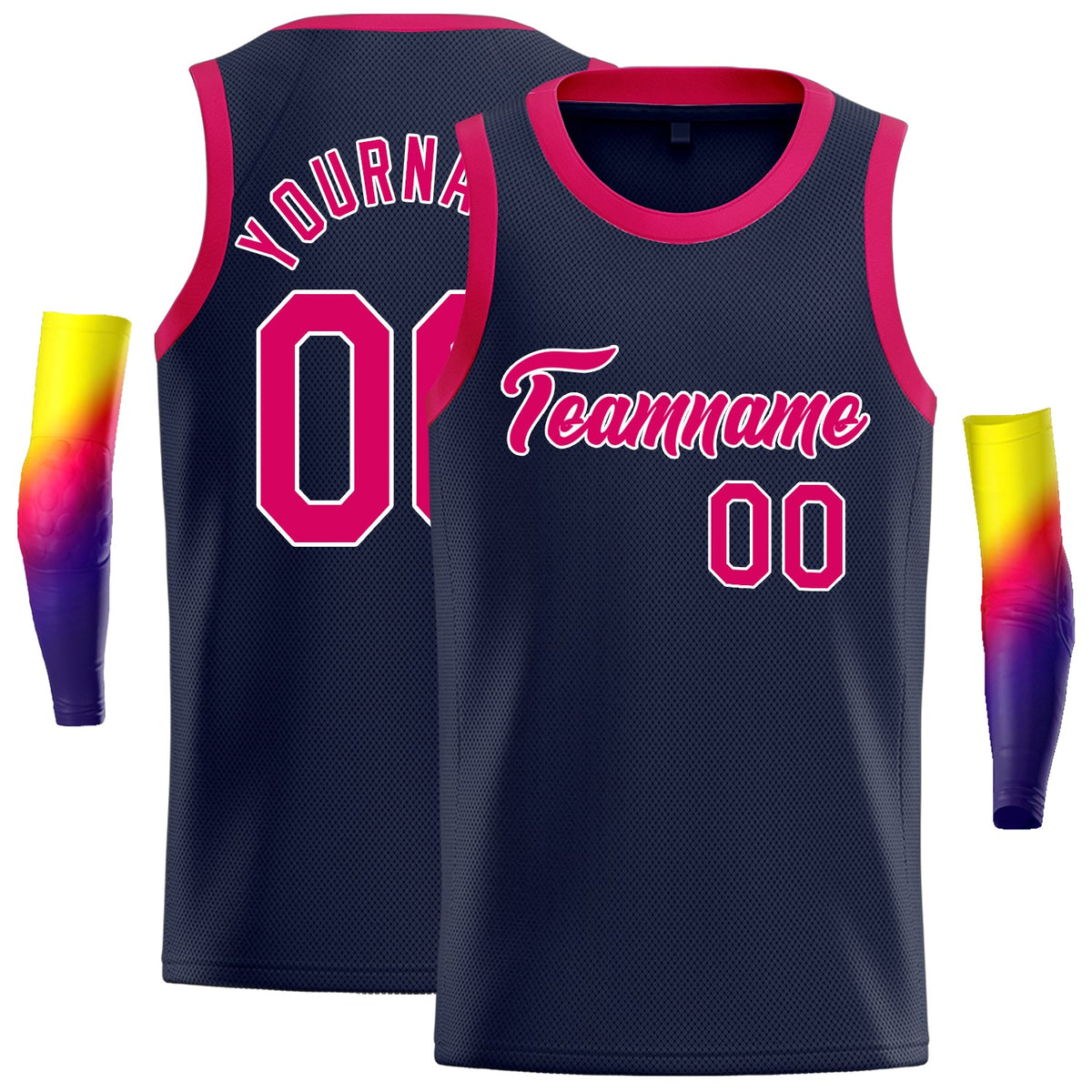 Custom Navy Pink-White Classic Tops Basketball Jersey
