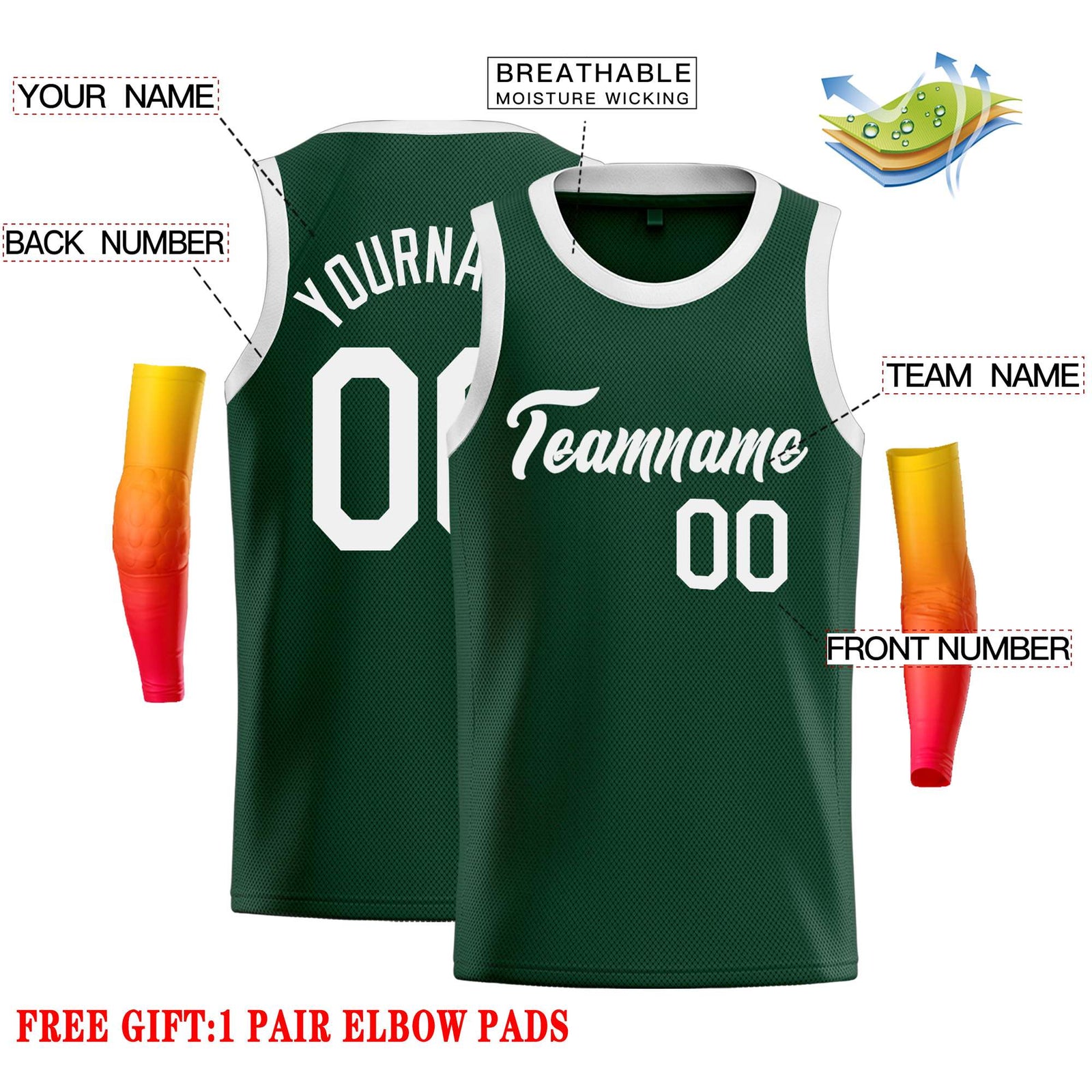 Custom Green White Classic Tops Casual Basketball Jersey