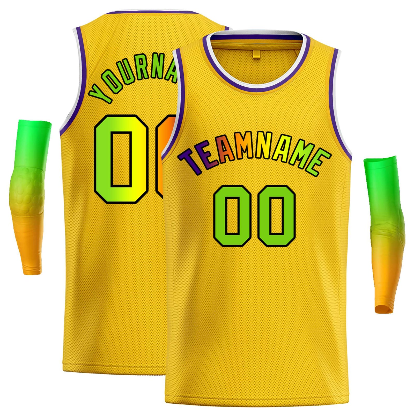 Custom Yellow Green-Black Classic Tops Casual Basketball Jersey
