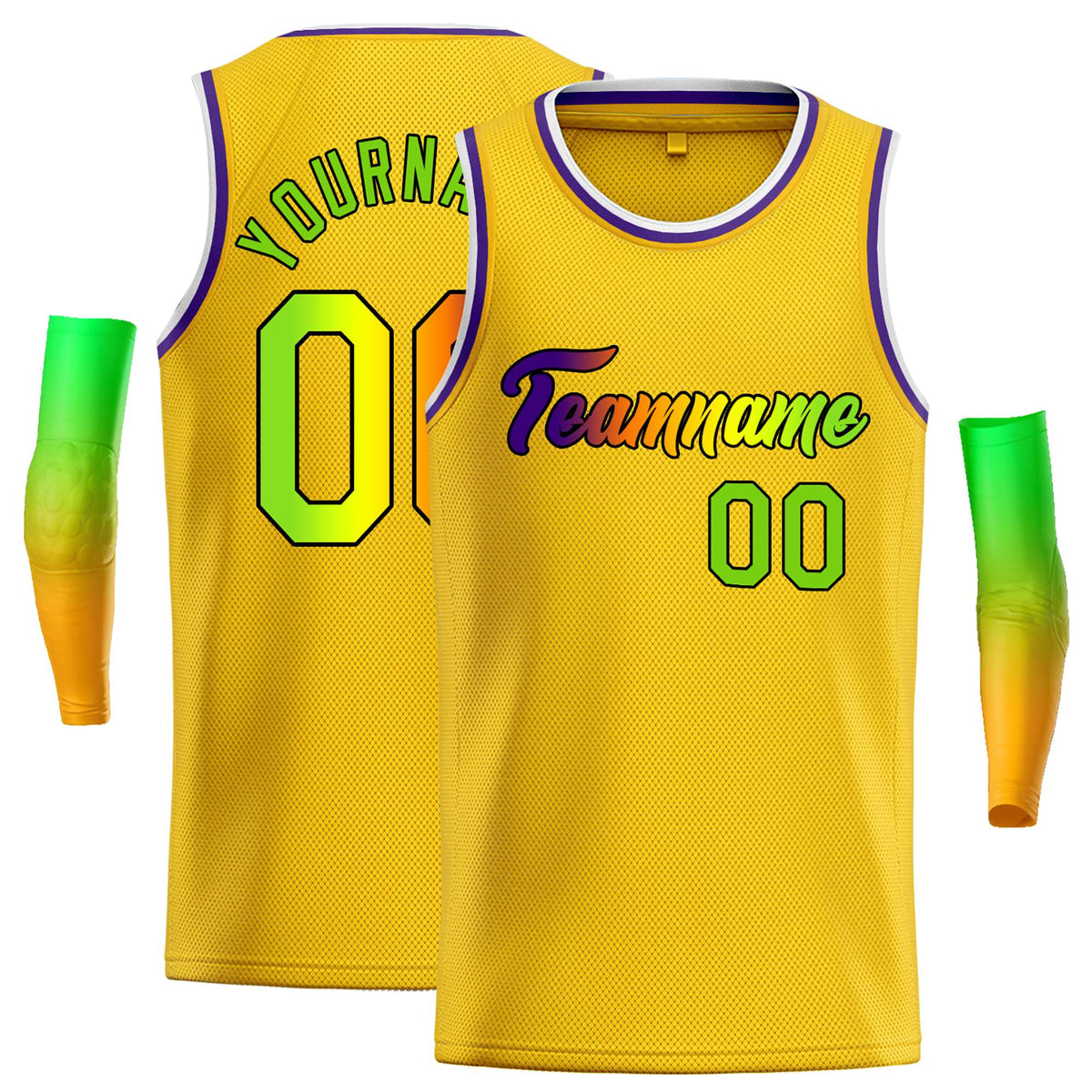 Custom Yellow Green-Black Classic Tops Casual Basketball Jersey