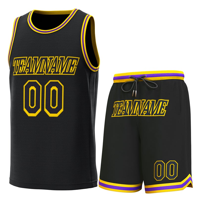 Custom Black Yellow-Purple-Classic Sets Basketball Jersey