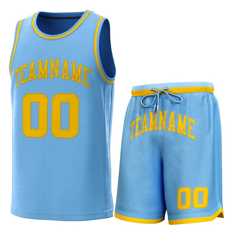Custom Light Blue Yellow Classic Sets Basketball Jersey