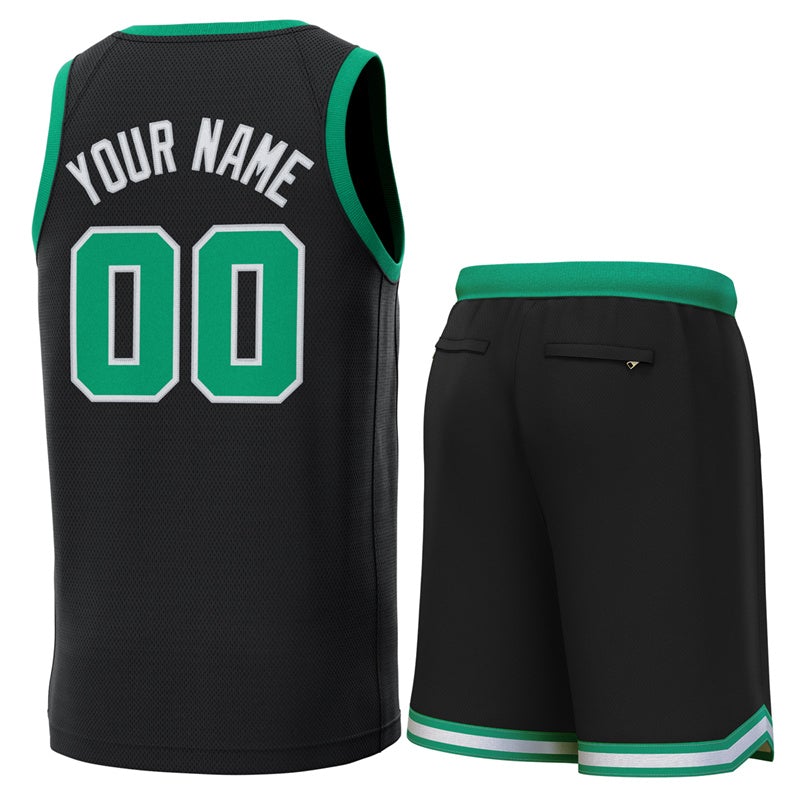 Custom Black Kelly Green Classic Sets Basketball Jersey
