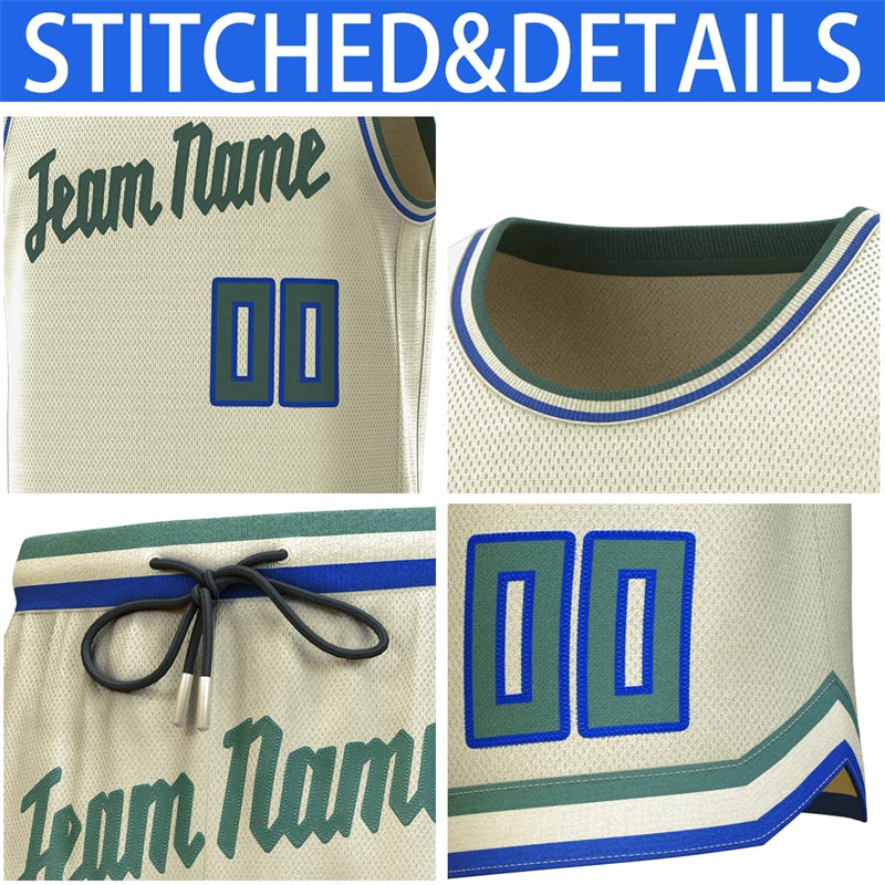 Custom Cream Beige-Royal Classic Sets Basketball Jersey