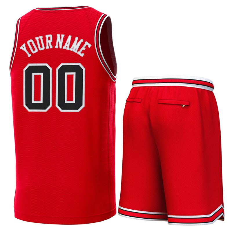 Custom Red White-Black Classic Sets Basketball Jersey