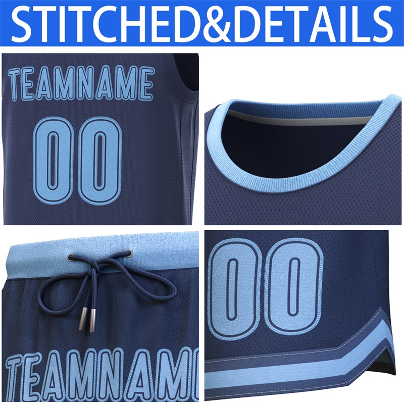 Custom Navy Lt Blue Classic Sets Basketball Jersey