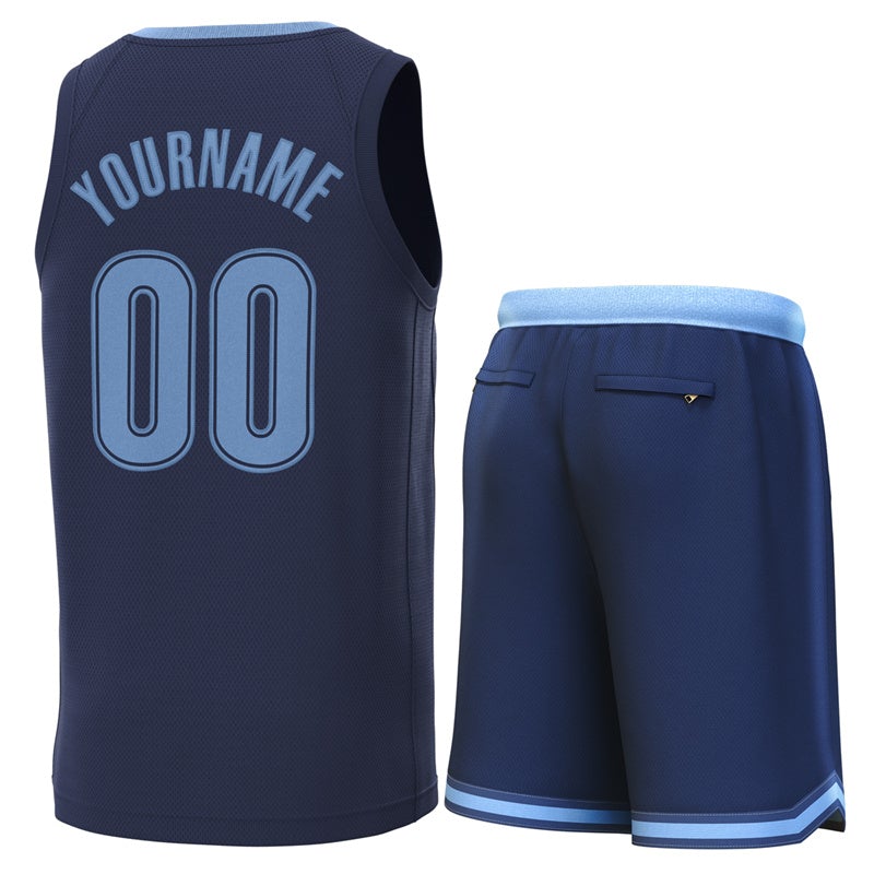 Custom Navy Lt Blue Classic Sets Basketball Jersey