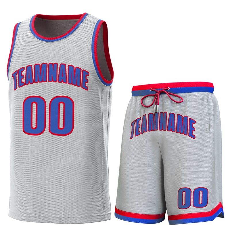 Custom Gray Red-Royal Classic Sets Basketball Jersey