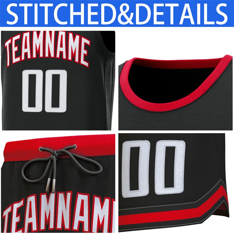 Custom Black Red Classic Sets Basketball Jersey