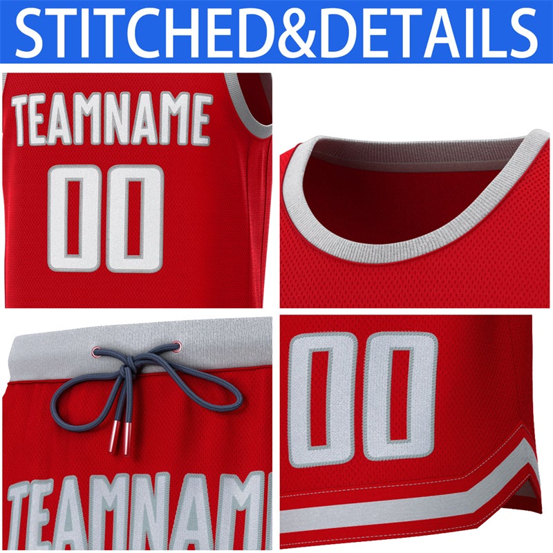 Custom Red Gray Classic Sets Basketball Jersey