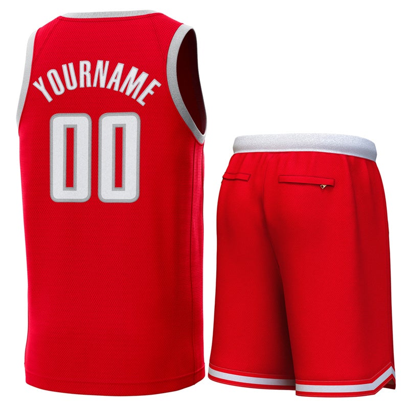 Custom Red Gray Classic Sets Basketball Jersey