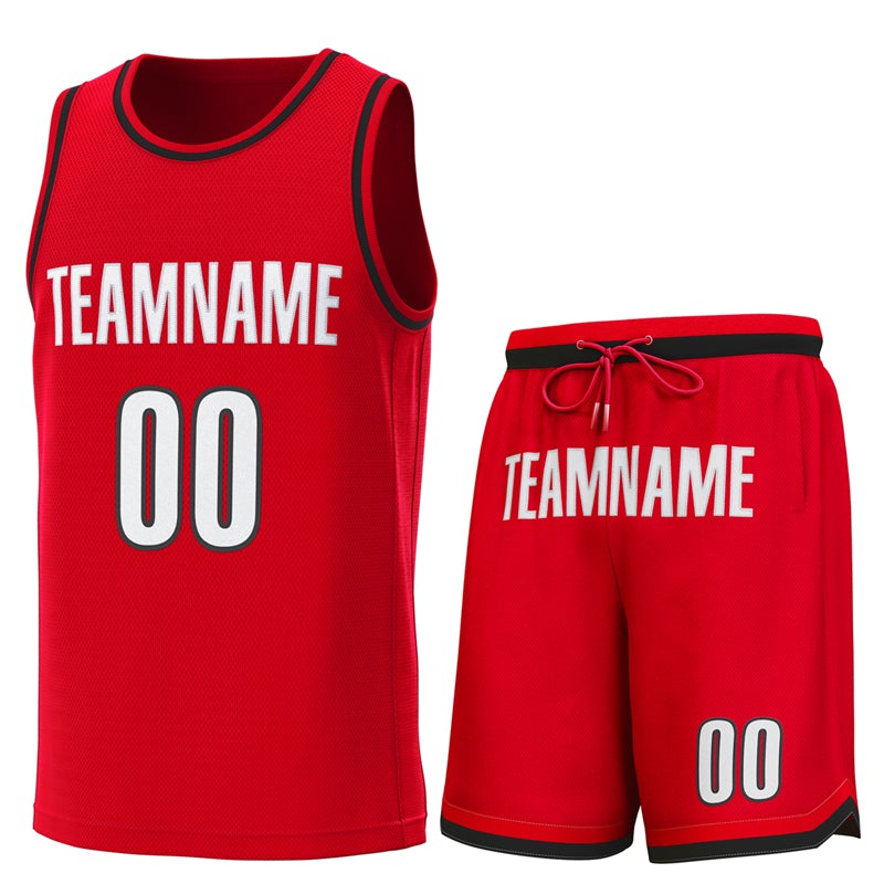 Custom Red Red-Black Classic Sets Basketball Jersey