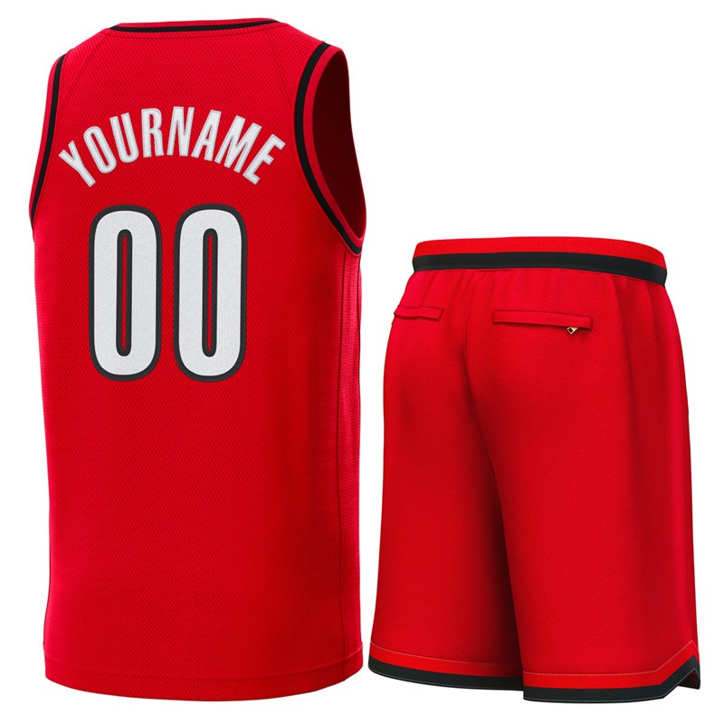 Custom Red Red-Black Classic Sets Basketball Jersey
