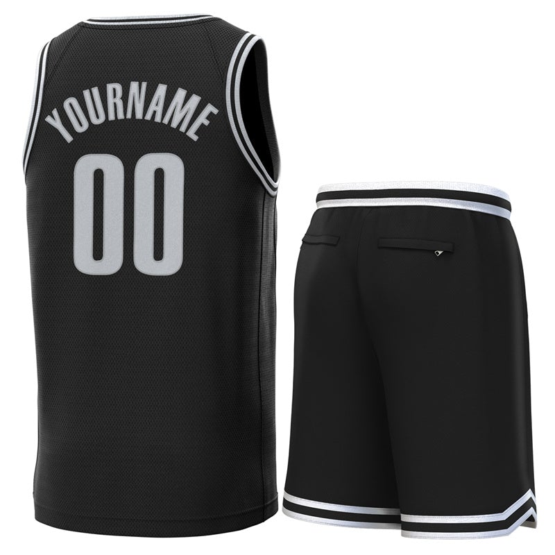 Custom Black White-BlackClassic Sets Basketball Jersey
