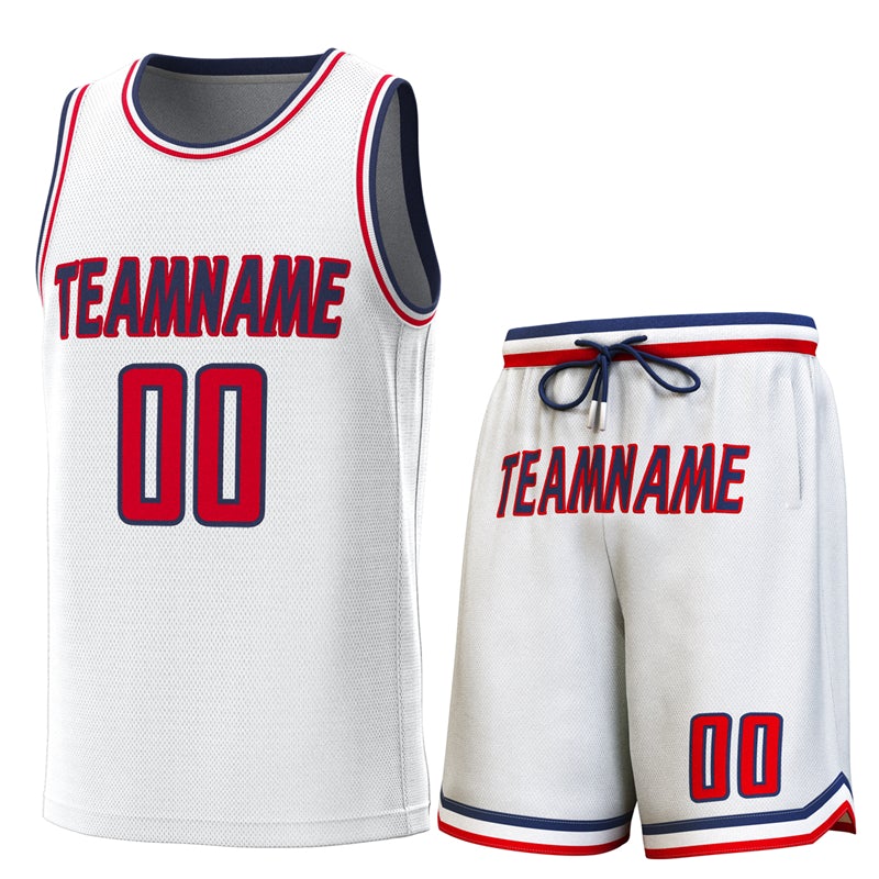 Custom White Navy-White Classic Sets Basketball Jersey