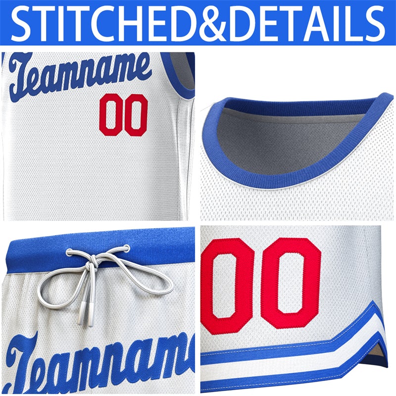 Custom White Red-Royal Classic Sets Basketball Jersey