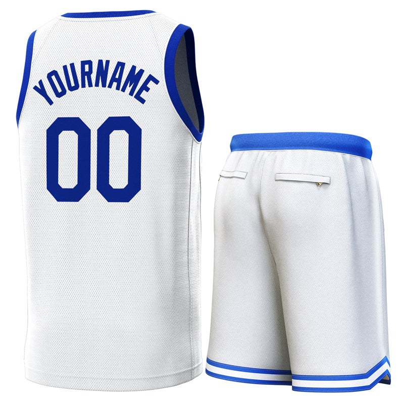 Custom White Red-Royal Classic Sets Basketball Jersey