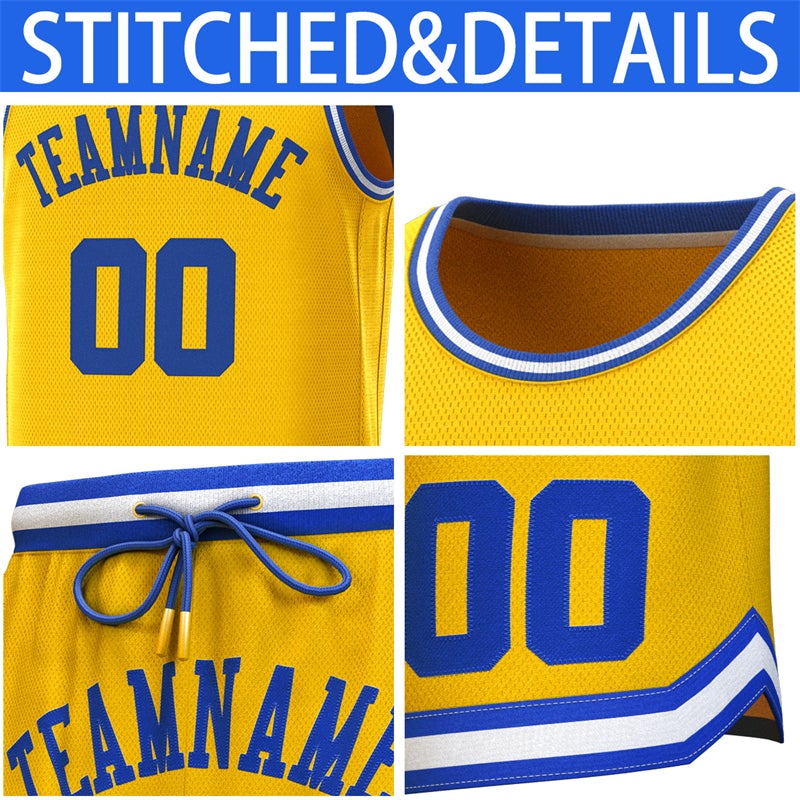 Custom Yellow Royal-White Classic Sets Basketball Jersey