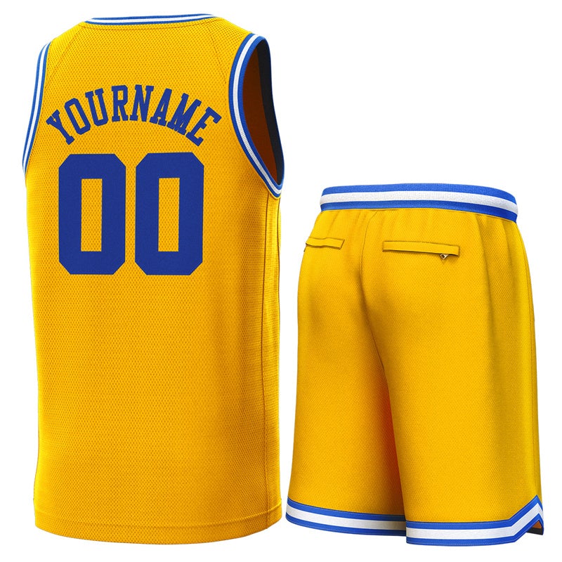 Custom Yellow Royal-White Classic Sets Basketball Jersey