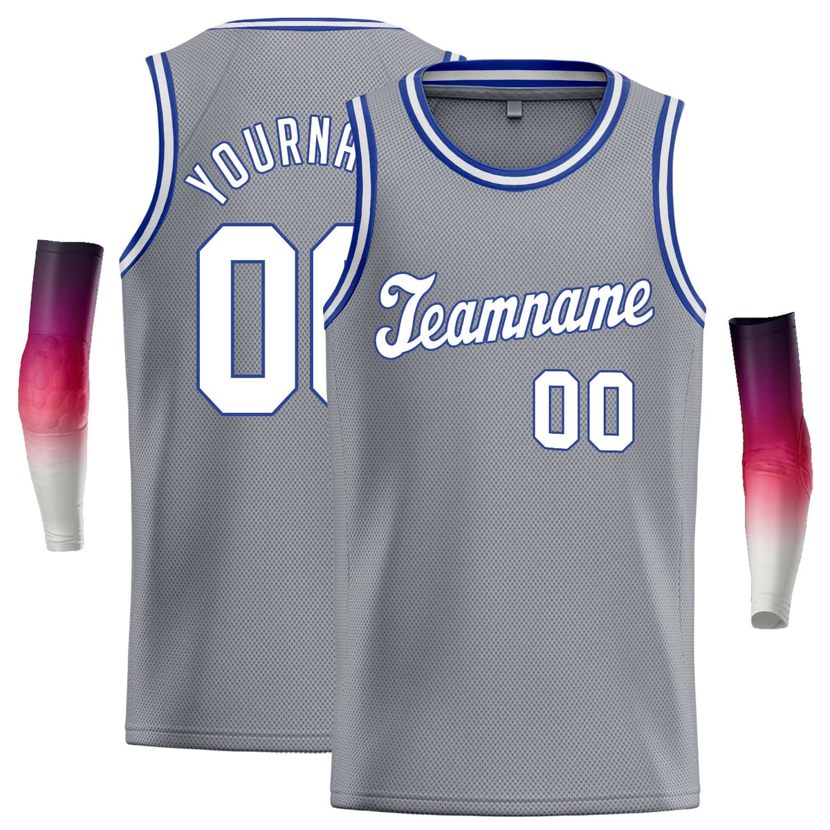 Custom Gray White Royal Classic Tops Athletic Basketball Jersey