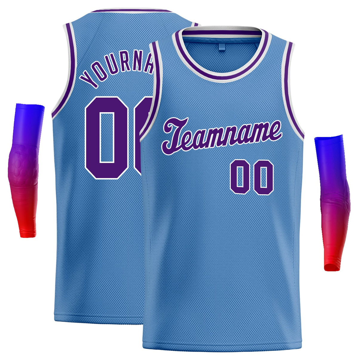 Custom Light Blue Purple-White Classic Tops Athletic Casual Basketball Jersey