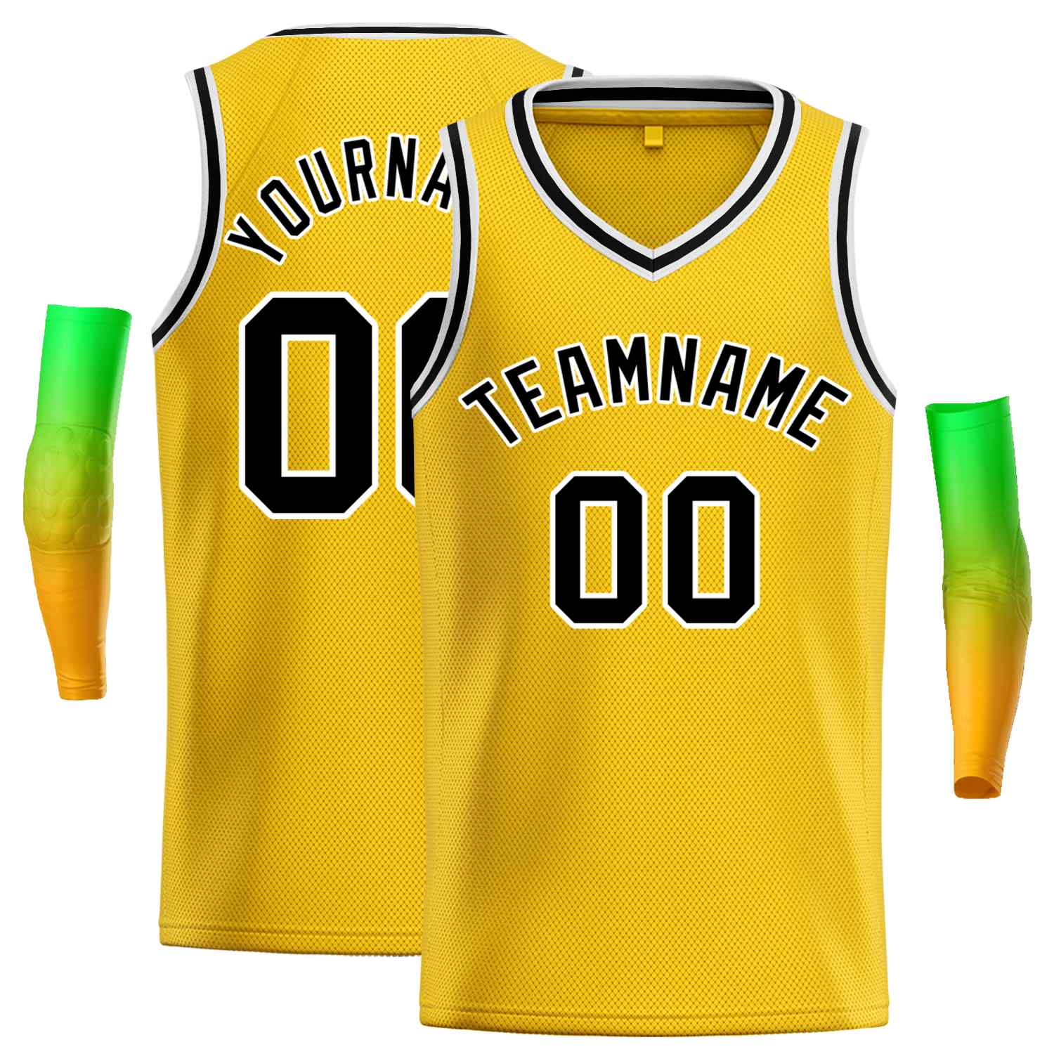 Custom Yellow Black-White Classic Tops Men Casual Basketball Jersey