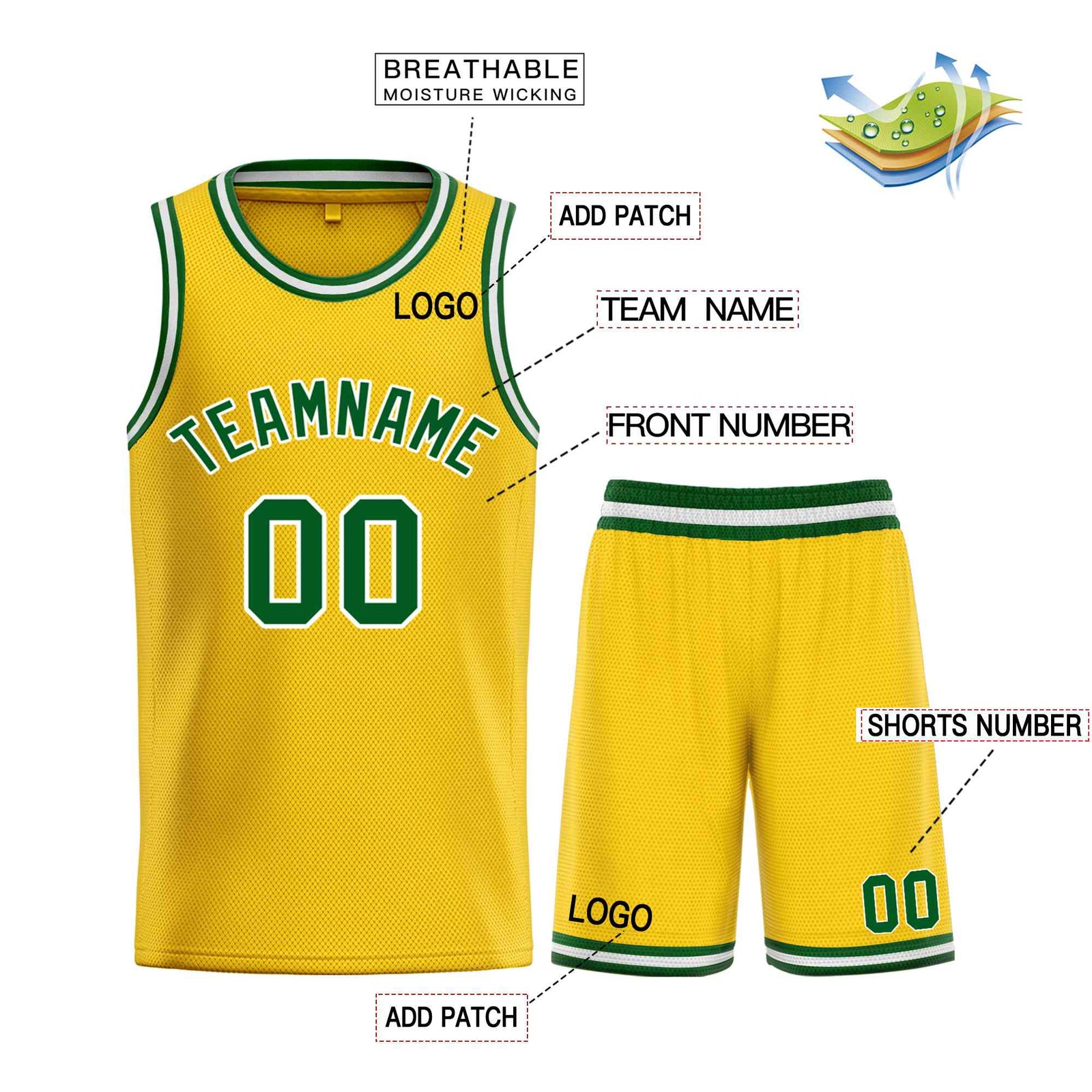 Custom Yellow Green-White Bull Classic Sets Basketball Jersey