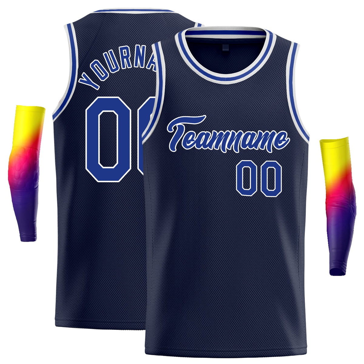 Custom Navy White-Royal Classic Tops Sport Basketball Jersey