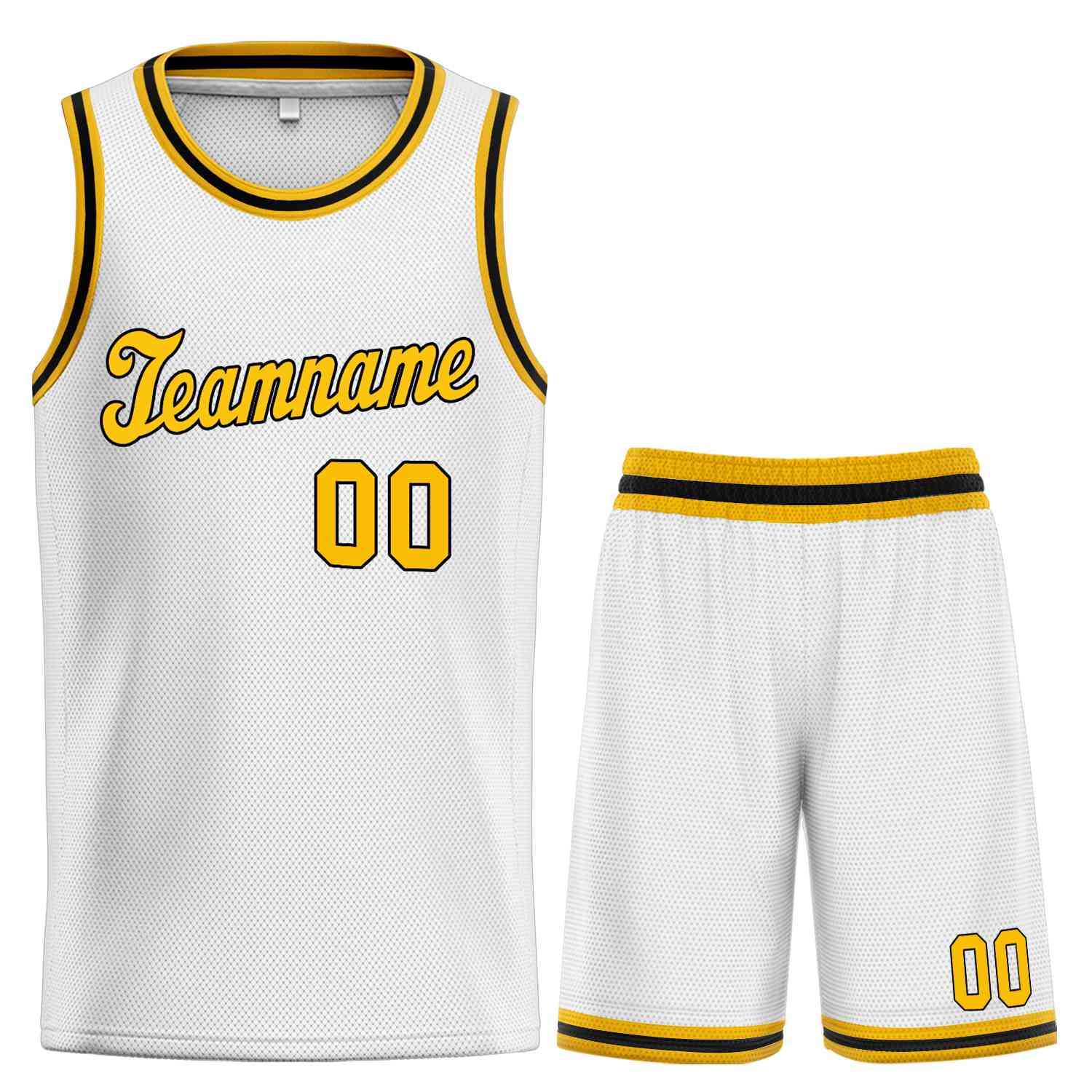Custom White Yellow-Black Classic Sets Sports Uniform Basketball Jersey