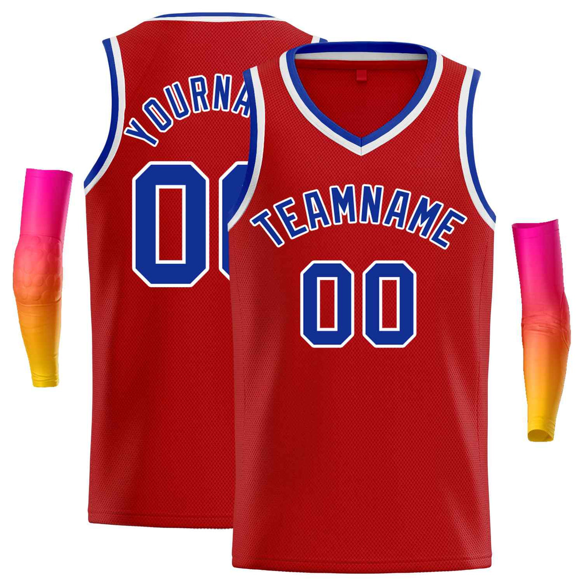 Custom Red Royal-White Classic Tops Men Casual Basketball Jersey