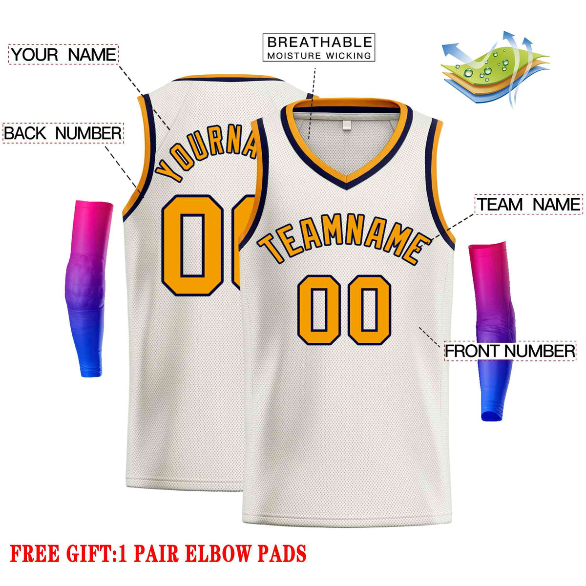 Custom Cream Yellow-Navv Classic Tops Men Casual Basketball Jersey