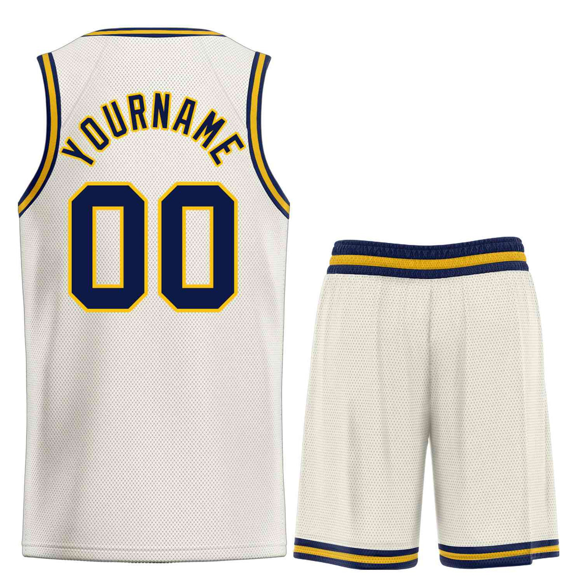 Custom Cream Navy-Yellow Classic Sets Bull Basketball Jersey