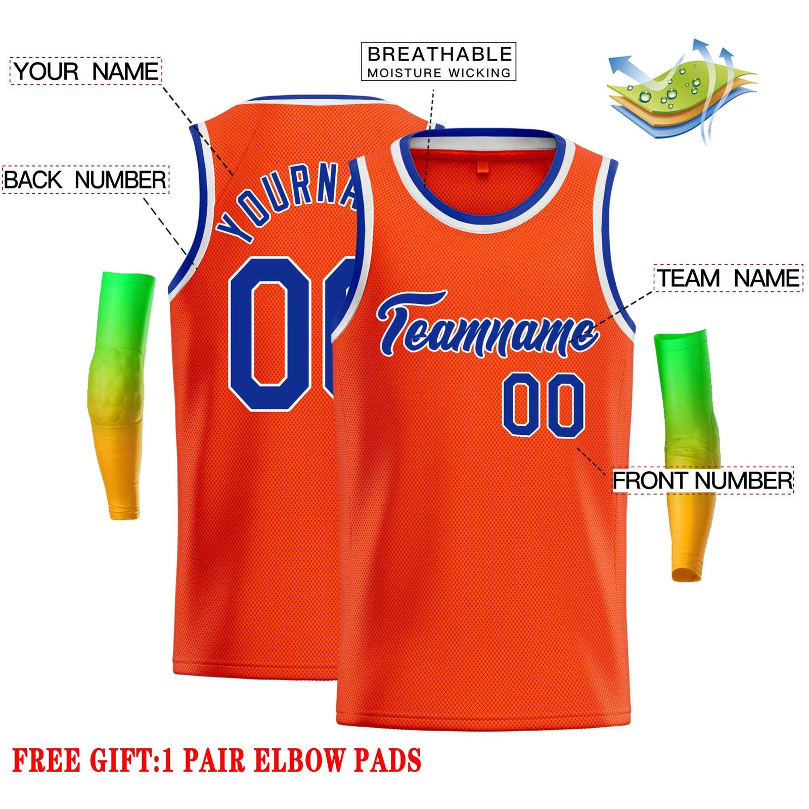 Custom Orange Royal-White Classic Tops Casual Basketball Jersey