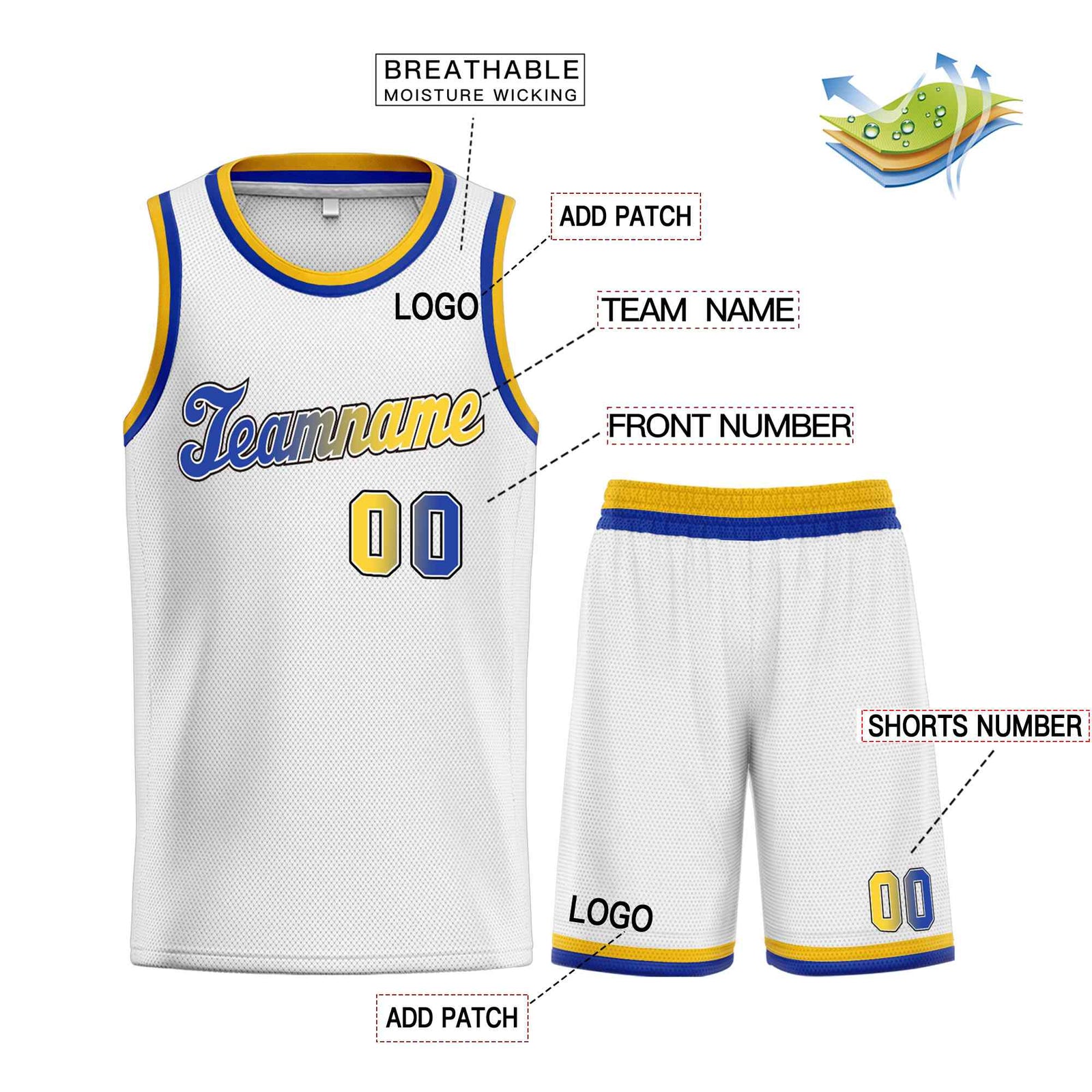 Custom White Royal-Black Classic Sets Sports Uniform Basketball Jersey
