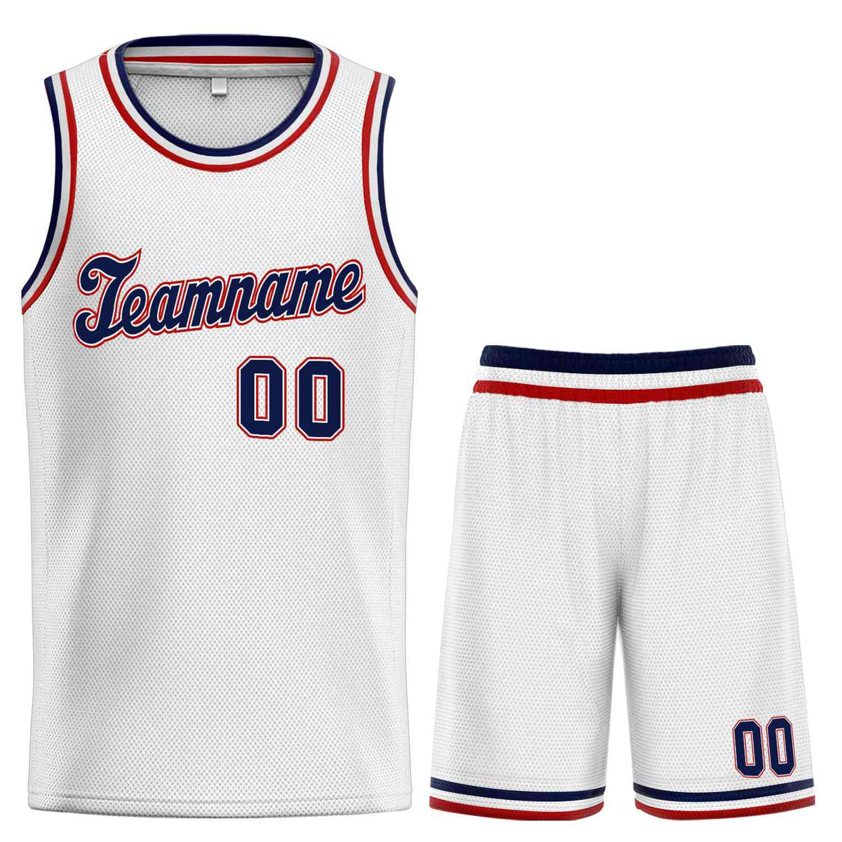 Custom White Navy-Red Classic Sets Sports Uniform Basketball Jersey