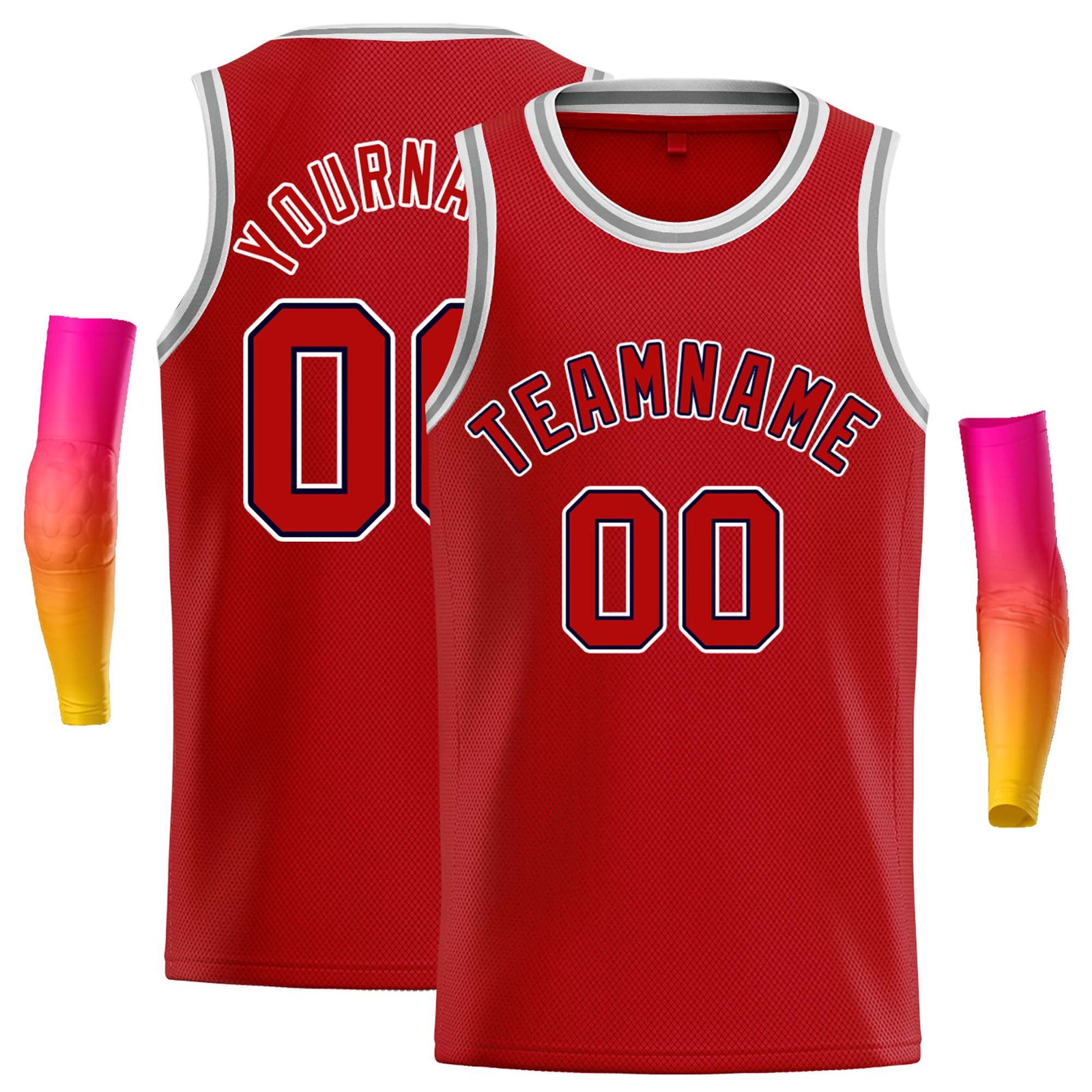 Custom Red Red-Navy Classic Tops Casual Basketball Jersey