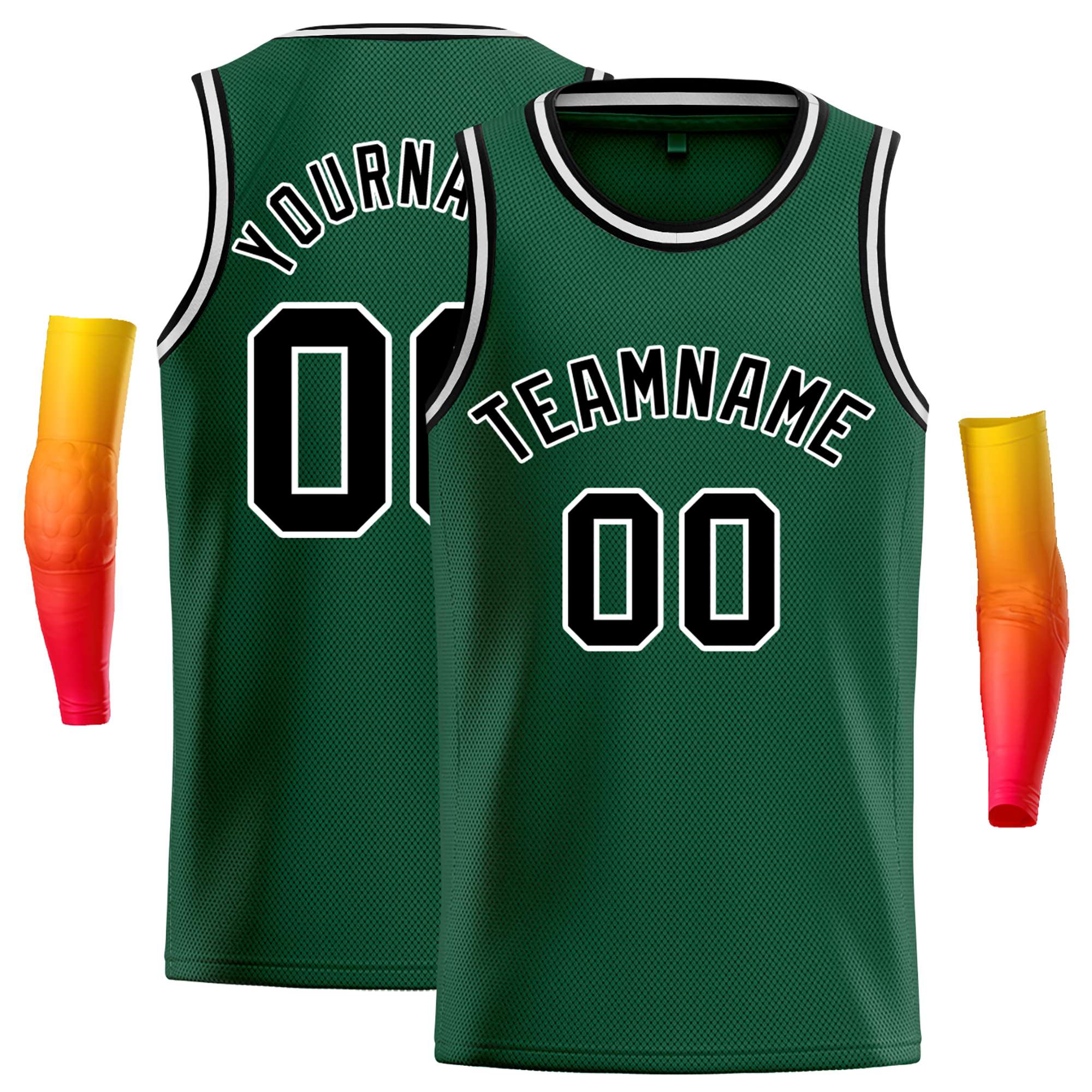 Custom Green Black-White Classic Tops Casual Basketball Jersey