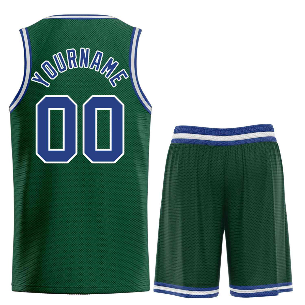 Custom Hunter Green Royal-White Bull Classic Sets Curved Basketball Jersey