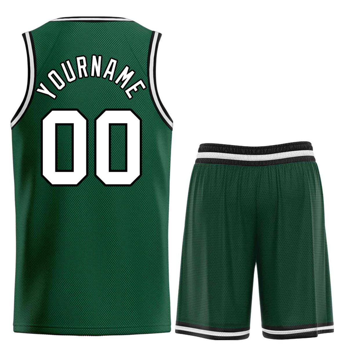 Custom Hunter Green White-Black Bull Classic Sets Curved Basketball Jersey