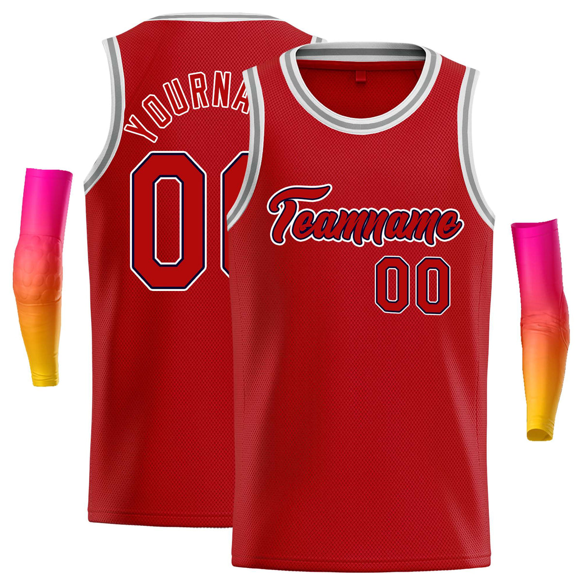Custom Red Red-Navy Classic Tops Casual Basketball Jersey