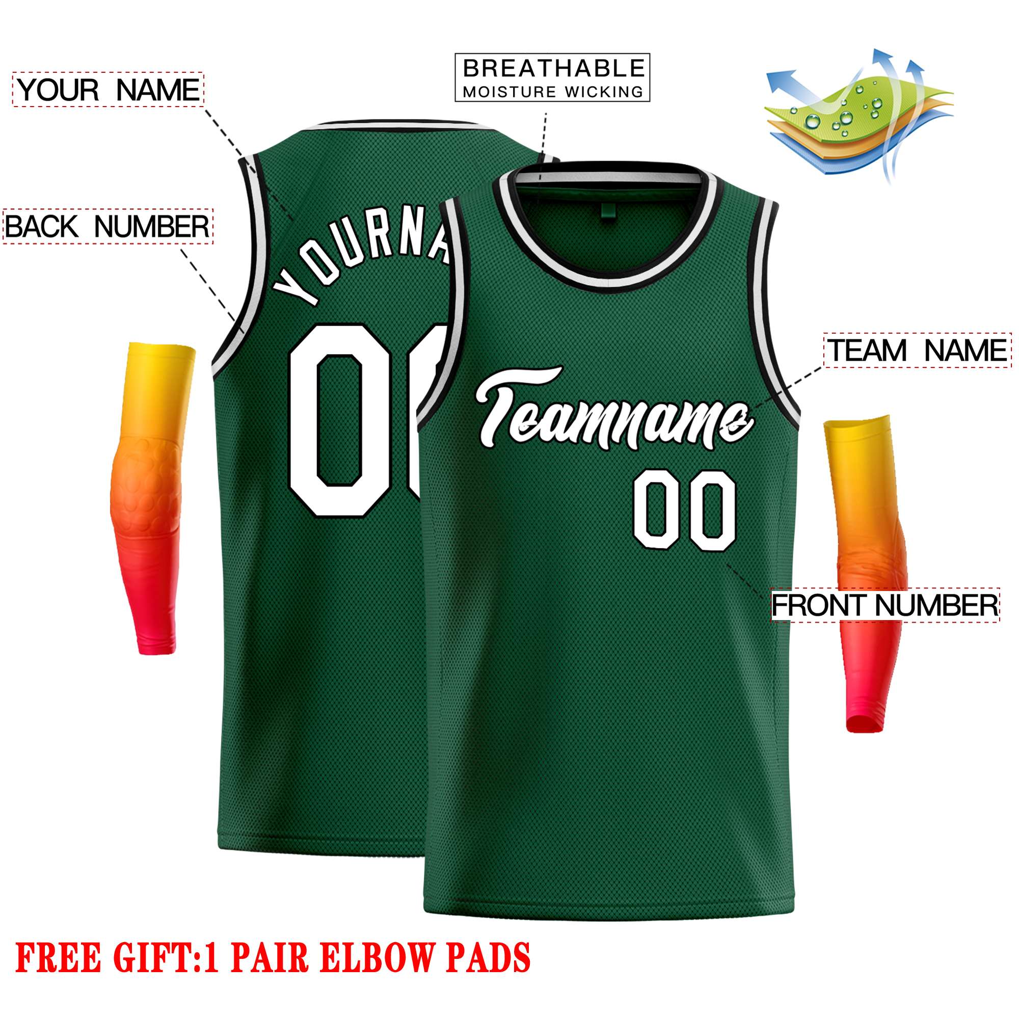 Custom Green White-Black Classic Tops Casual Basketball Jersey