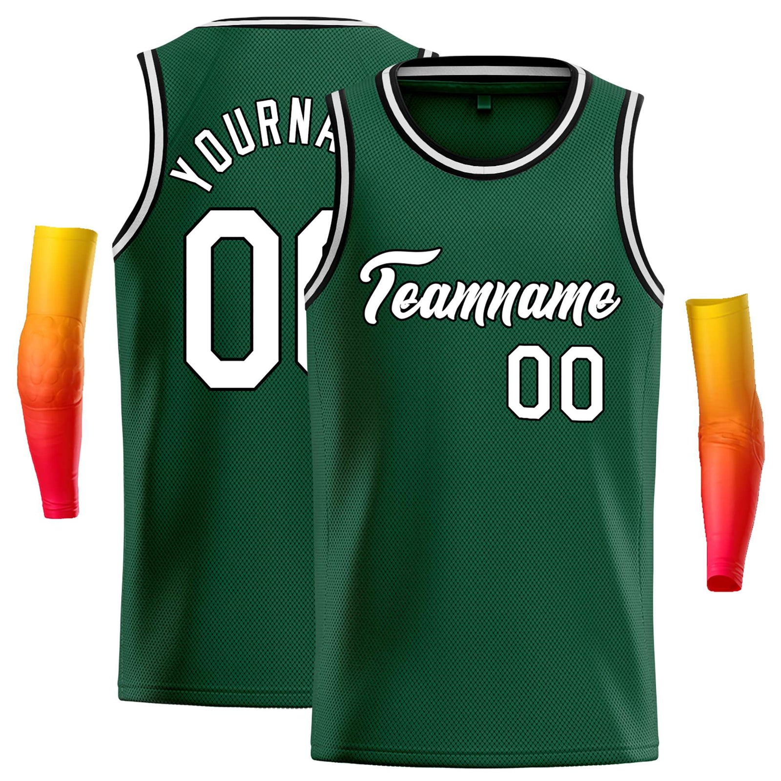Custom Green White-Black Classic Tops Casual Basketball Jersey