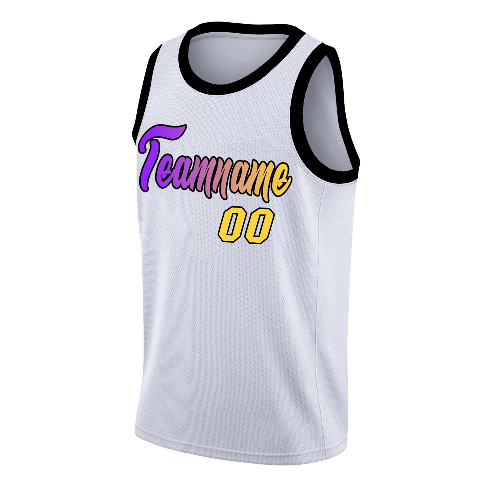 Custom White Yellow Purple Gradient Fashion Tops Basketball Jersey