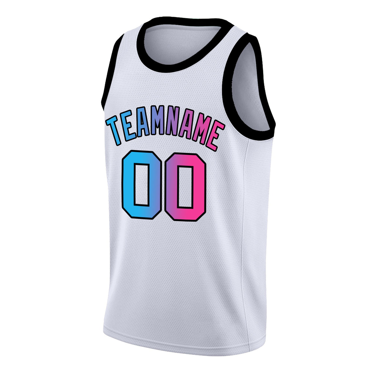 Custom White Pink-Black Gradient Fashion Tops Basketball Jersey