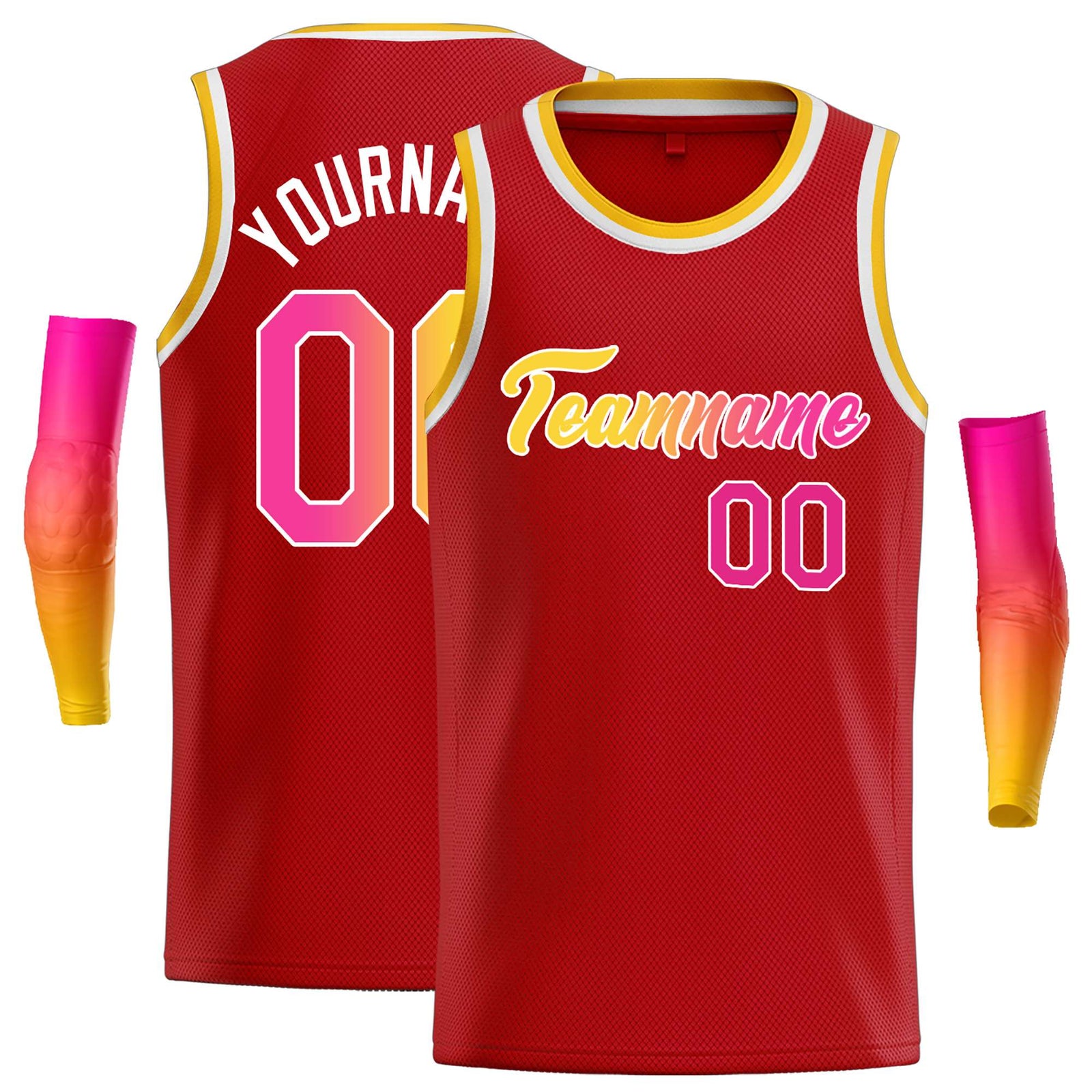 Custom Red Yellow-White Classic Tops Casual Basketball Jersey