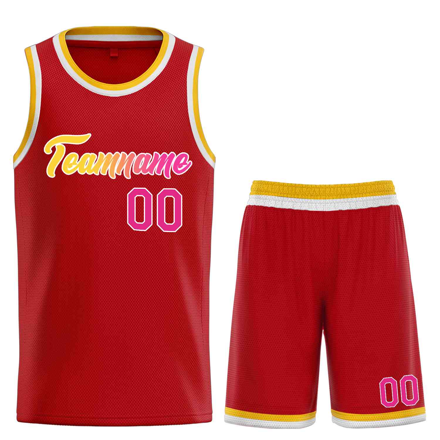 Custom Red Yellow-White Heal Sports Uniform Classic Sets Basketball Jersey