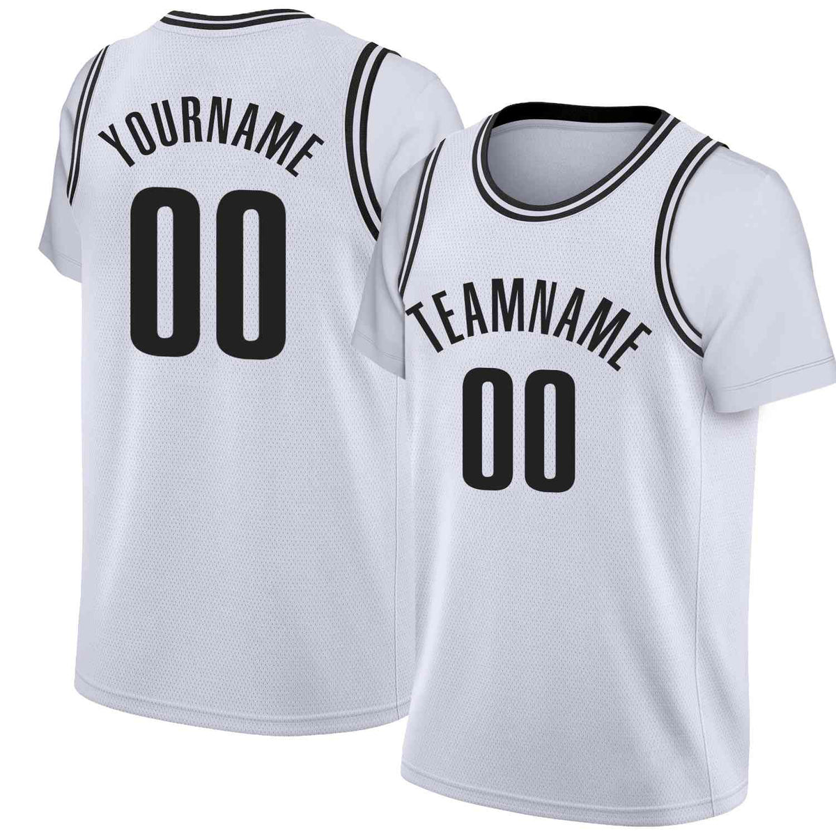 Custom White Black Classic Tops Casual Fake Sleeve Basketball Jersey